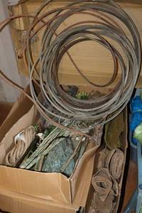 lot 52 image: Lasso rope, burlap pieces and dried flowers