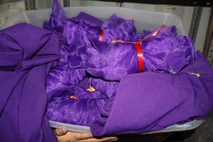 lot 69 image: Purple table linens and sheer pieces