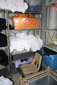 lot 275 image: Metal shelving unit only 42x18x72 - later pickup times needed, bring tools to remove (they are screwed together)