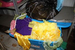 lot 94 image: Mostly yellow satin and sheer fabric table decorations