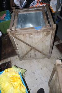 lot 95 image: Rustic style wooden planter boxes - 24x24x32 and 19x19x28