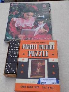 lot 175 image: PERFECT PICTURE PUZZLE, BLACK WOODEN DOMINOES, THE American GIRLS COLLECTION BOOK