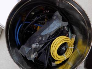 lot 82 image: tin can full of various wires