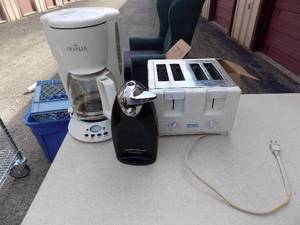 lot 84 image: Gevalia coffee maker- toaster and a can opener