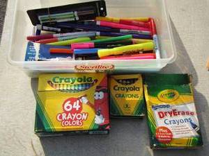 lot 55 image: crayons and markers and highlighters