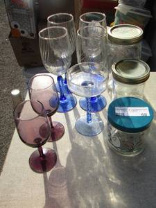 lot 68 image: wine glasses and mason jars