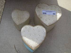 lot 60 image: stackable heart shape boxes