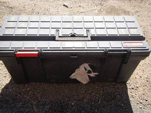lot 123 image: BLACK TOOL BOX WITH MISC. TOOLS