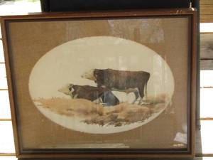 lot 281 image: 17 12 X 21 FRAMED COW ART