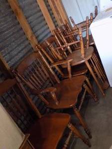 TELL CITY DINING CHAIRS  6 TOTAL - 1 CAPTAINS & 5 SIDE CHAIRS   TIMES THE $$