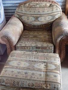 lot 26 image: GENUINE MAYO OVERSIZED CHAIR AND OTTOMAN VERY COMFY