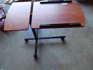 lot 40 image: ROLLING OVERBED TABLE - SPLIT TOP STYLE
