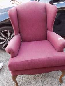 lot 23 image: WINGBACK MAROON CHAIR by  DR KINCAID CHAIR COMPANY.