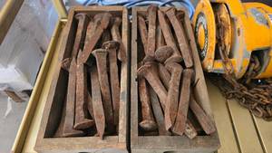 lot 15 image: 2 Wooden Boxes Full of Old Railroad Spikes