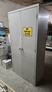 lot 43 image: Metal Cabinet w Misc Fasteners & MORE  BUYER MUST TAKE ALL CONTENTS INSIDE CABINET