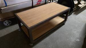 lot 46 image: Metal & Bamboo Top Rolling Table