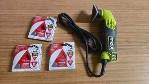 lot 50 image: Ryobi DS1200 Detail Sander w 3 Packs of Diablo Triangular Sanding Sheets