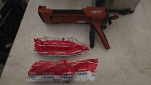 lot 83 image: Hilti HDM500 Adhesive Dispenser w 2 Packs of 2 Part Adhesive