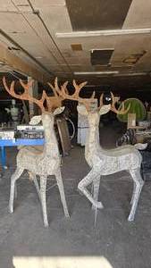 lot 110 image: Lot of 2 Lighted Christmas Deer Yard Art
