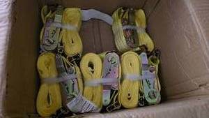 lot 116 image: NEW Lot of 5 Ratchet Tie-Down E-Track Straps, 4400LB Capacity