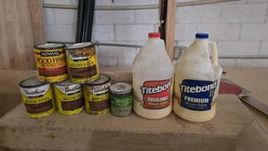 lot 136 image: Lot of Wood Stains & Wood Glue