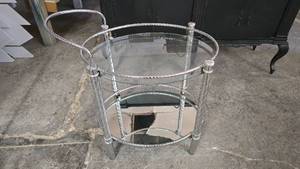 lot 177 image: Glass Rolling Bar Cart w Casters
