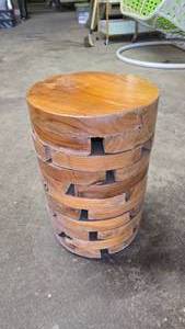 lot 179 image: Modern Rustic Themed Stacked Wood End Table