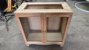 lot 182 image: Rustic Themed Wire Mesh Cabinet.  No Top.