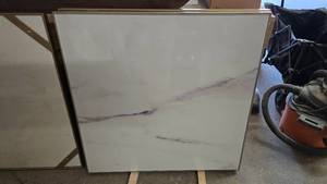 lot 193 image: Glass Top & MarbleGold Themed Table Top.  Measures 36 x 36