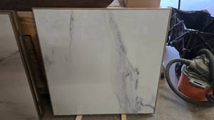 lot 194 image: Glass Top & MarbleGold Themed Table Top.  Measures 36 x 36
