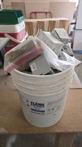 lot 200 image: 5 Gallon Bucket Full of Misc Electrical Repair Supplies