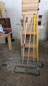lot 223 image: Lot of Dust Mops.  Includes 4 Complete Dust Mops, 1 Dust Mop Frame w Handle & 1 Dust Mop Handle Only