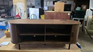 lot 238 image: Mid-Century Style Tambour Door TV Cabinet