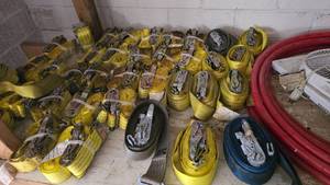lot 248 image: MASSIVE Lot of E-Track Tie-Down Straps.  Approx 40 Straps Total
