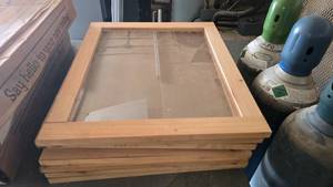 lot 270 image: Lot of 8 WoodPlexiglass Toungue & Groove Framed Cabinet Doors