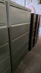 lot 272 image: Grey 4 Drawer Horizontal Filing Cabinet w Contents.  Included everything pictured.  Buyer must take all.