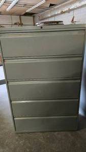 lot 273 image: Grey 4 Drawer Horizontal Filing Cabinet w Contents.  Included everything pictured.  Buyer must take all.