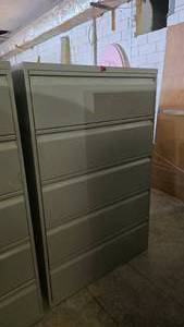 lot 276 image: Grey 4 Drawer Horizontal Filing Cabinet w Contents.  Included everything pictured.  Buyer must take all.