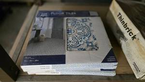 lot 417 image: 3 Boxes of Floor Pops  Peel & Stick Vinyl Flooring