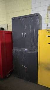 lot 423 image: Lot of 2 Metal Storage Cabinets w Contents.  Inlcudes everything pictured.  BUYER MUST TAKE ALL