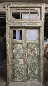 MASSIVE Antique Hand Carved India Wooden Entryway Doors w/ Frame.  Measures 9 ft Tall x 52.5" wide x 6" thick.  MORE PHOTOS ADDED 3/21!!!