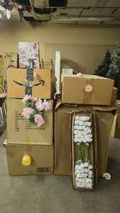 lot 5 image: Large Lot Artifical Flowers.  SO MANY FLOWERS AND LOTS OF $$ HERE.  SEE PICTURES FOR EVERYTHING INCLUDED.  QUANTITY 5 BOXES TOTAL  BID IS TIMES THE QUANTITY SO YOU ARE BIDDING PER BOX