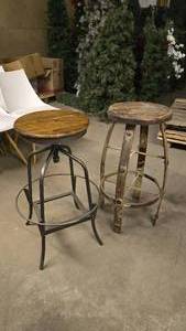 lot 14 image: Lot of 2 Industrial & Rustic Styled Bar Stools