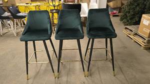 lot 16 image: Matching GreenBlackGold Bar Stool Chairs  QUANTITY 3  BID IS TIMES THE QUANTITY SO YOU ARE BIDDING PER CHAIR