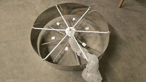 lot 29 image: Beautiful Chrome Round Chandelier Light w Large Decorative Chain.  Measures 36 Wide