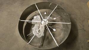 lot 30 image: Beautiful Chrome Round Chandelier Light w Large Decorative Chain.  Measures 36 Wide