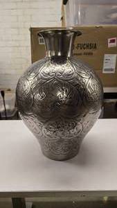 lot 35 image: Beautiful Large Metal Vase, Approx 20 Tall.  Matches Lot 36