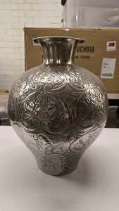 lot 36 image: Beautiful Large Metal Vase, Approx 20 Tall.  Matches Lot 35