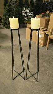 lot 37 image: Lot of 2 Black Iron Candle Holders