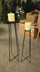 lot 38 image: Lot of 2 Black Iron Candle Holders